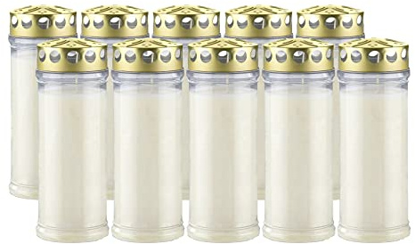 Kimiza Grabkerze, Dauerbrenner, 4 oder 7 Tage Brenndauer, incl. 1x Kimiza Stabfeuerzeug zu jeder Bestellung (12x7 Tage weiß Golddeckel)