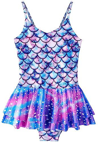 Nivofu Maillot de Bain Une Pièce Sirène Scintillant pour Fille, Enfant 5-12 Ans, Vacances à la Plage Natation (5-6 Ans)
