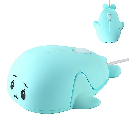 Samudgate Niedliche kabelgebundene Maus, kleine Delfinform, USB-Maus, 1600 dpi, optische Mäuse, Computermaus, tragbare kabelgebundene Mäuse für Reisen, Büro, Zuhause, Laptop, Computer