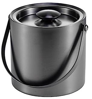 GRFIT Eiseimer Eiskübel mit Deckel, doppelwandiger, isolierter Edelstahl-Eiskübel, Weinkübel for Cocktailbar und Partys, Heimbar-Zubehör, dunkelgrau, 2 l Eiskübel Sektkühler