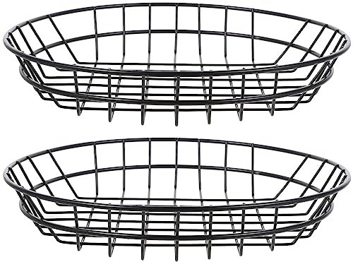 Luxshiny 2pcs Food Serving Basket Creative Iron Snack Storage for French Fries Chips Vegetables Hollow Design for Freshness for Home Restaurant and Use
