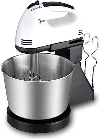 PAHION Batteur sur Socle À Main Mélangeur Électrique À 7 Vitesses en Acier Inoxydable Mélangeur sur Pied pour Cuisine, Batteur À Crème, Mélangeur À Pâte À Gâteau (Color : Black)
