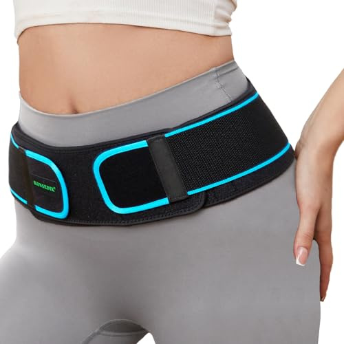 KONSEDIK Sacroiliac SI Joint Hip Belt,Lower Back Support Brace for Men and Women,Pregnant Pelvic Trochanter Support Belt,Sciatica Pelvis Lumbar Hip Pain Relief(Black, Large)