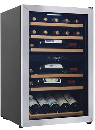 CAVIN Freistehender Weinkühlschrank - Polar Collection 52, 2 Temperaturzonen, zwei Zonen, 4 bis 22°C, Kompressor, Holzregalböden, Glastür mit UV-Schutz, 37 Flaschen
