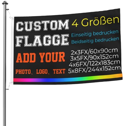 Fahne Selbst Gestalten, flagge selbst gestalten, (4 Größen) Personalisiert flagge Einseitiger/Beidseitiger Druck, Druck Eigenes Logo/Bild/Wörter, Für Den Innen Außenbereich 4x6FT/122x183cm【Beidseitig】