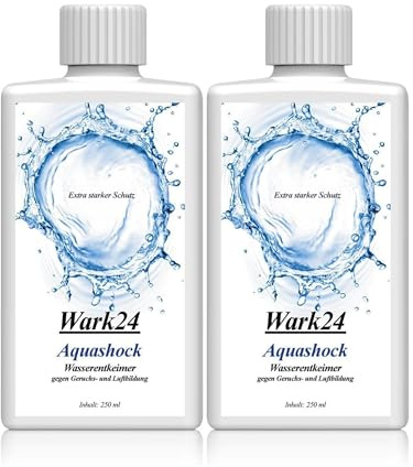 Wark24 Aquashock Wasserentkeimer 2 x 250 ml, für saubere Wasserbetten ohne Bakterien, bekämpft Geruch & Luftblasen, einfache Anwendung und zuverlässige Pflege