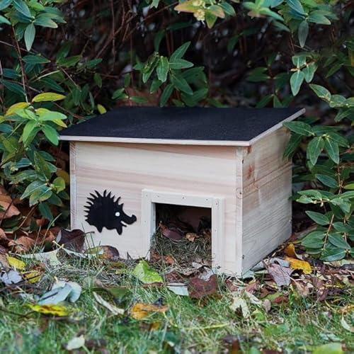 FAHAAM Wooden Hedgehog House, Best Pet Garden Hedgehogs, Wooden Garden Nature Hibernation Box, Predator-Proof Outdoor Habitat, All-Season Garden Habitat, Hedgehog House for Small Animals, Rabbits.