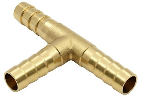 Lumonic I T-Schlauchverbinder I für 6mm (1/4) Schlauch I aus Messing I T-Verbinder I T-Stück I mit Dornenprofil I Druckluft & Wasser I für Werkstätten, Betriebe und Heimwerker