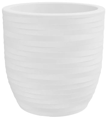 Nicoli Vaso Rhea Elegance in resina leggera per interno ed esterno, design moderno resistente a urti e raggi UV, Ø 40 cm, BIANCO