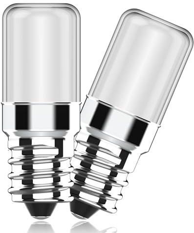 SGEPLED LED Glühbirne E14 für Kühlschränke, Warmweiß 2700K, 2W ersetzt 20W Halogenbirne, für Kühlschränke, 170lm, kleiner Schraubsockel, LED-Lampe für Kühlschränke, Nähmaschinen, 2 Stück
