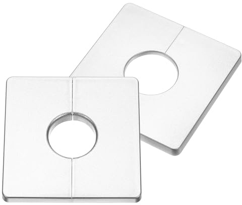 QUARKZMAN 2pz Piastra di Protezione Quadrata in Plastica ABS, Flangia Divisa per Parete, 33mm Diametro Copertura Decorativa Bocca Tubo a Parete, Argento