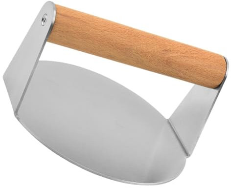 MOLUCKFU Pressa per Hamburger in Acciaio Pressa per Cottura da Cucina Manico in Legno Robusto Piccola e Pratica per Modellare Carne Facilemente