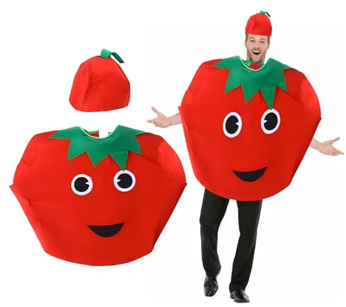 Tomato Costume for Adults – Unisex Adult Fancy Dress Tomato Suit, Lightweight Fruit Funny Fancy Dress for Men and Women, Adult Tomato Suit for Costume Parties, Cosplay, Carnivals, Christmas, Halloween
