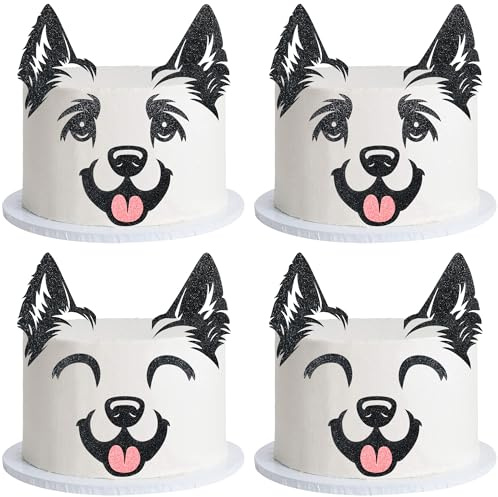 Ephlyn 20 Pack Dog Cake Topper Cute Puppy Dog Ears Eyelashes Cake Pick Set for Dog Themed Baby Shower Birthday Party Cake Decorations Supplies