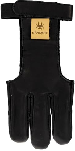 SPIDERBOWS Supersoft, Handschuh aus Kalbsleder für Bogenschießen (Black, M)