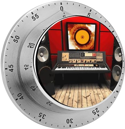 Music Studio Kitchen Timers, Manual 60 Minute Wind Up Timer Clock with Loud Alarm, Magnetic Backing, Mechanical Kitchen Timers, No Batteries Required, Countdown Timer for Cooking Baking