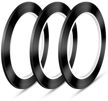 YEVON Whiteboard Tape Grid Marking Tape – 3 Rolls 2mm x 66m Self Adhesive Thin Black Tape – White Board Tape Lines for DIY, Classroom & Office – Pinstripe Tape for Chart, Craft & Guide Marking