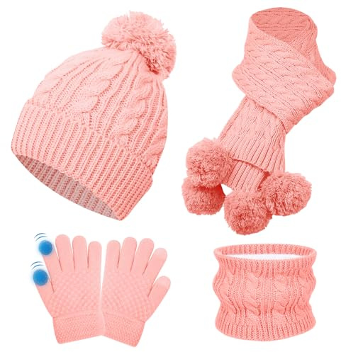 Wusboo barn mössa set, Mjuk rosa, 8 år