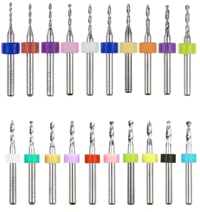 HAXIHA 20 Stücke PCB Bohrer Bit Set,1,1mm bis 2,0mm,2,1 mm bis 3,0 mm Wolframstahl Micro Spiralbohrer,Präzisionsbohrer, für Druckleiterplatte,Schmuck,Gravur, Harz,Bernstein,Bohrwerkzeuge