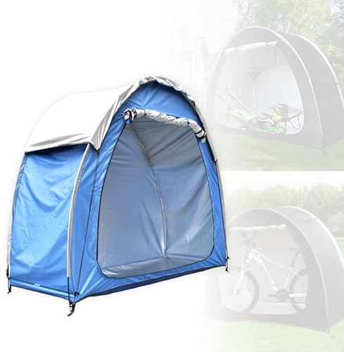 Abri de rangement extérieur pour vélo – Abri imperméable léger avec fenêtre pour vélos, motos, outils de jardin et tondeuses à gazon – Housse noire