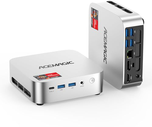 ACEMAGICIAN K1 Mini PC, AMD Ryzen R2544 (Mejor Que 4300U/N150, 3.7 GHz), 8GB DDR4 256GB SSD, Radeon Graphics, Windows 11 Pro, 4K Triple Display, WiFi 5, BT 4.2, Mini Ordenador para Oficina y Hogar