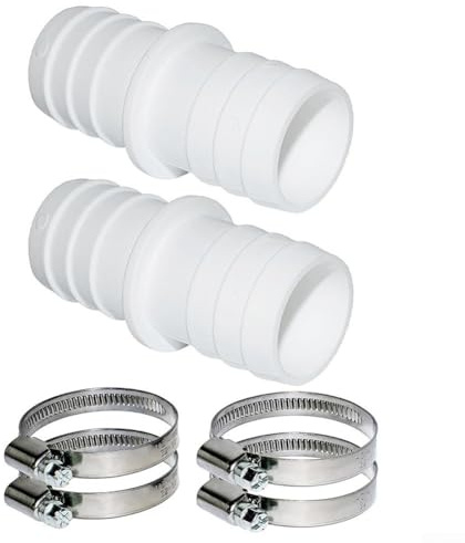 38 mm Schlauchadapter mit Edelstahlklemmen, geeignet für Pool-, Gartenschläuche und Tauchpumpenanschlüsse (2 + 4)