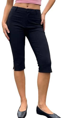 Women Capri Legging Pant Low Rise Side Split Knee Length Cropped Pants | Y2k Solid Color Capri Pants, with Soft Stretchy Breathable Fabric, Perfect for Casual Lounge Workout Yoga