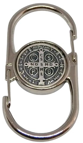 GTBITALY 50.054.10 SMED mousqueton Double porte-clé avec médaille de Saint Benoît Argent