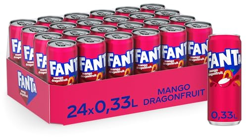 Fanta Mango & Dragonfruit, Softdrink mit Zucker, Einweg Dosen, 24 x 330 ml | Mischung aus Mango und Drachenfrucht - mit intensivem tropischem Fruchtgeschmack - prickelndes Erfrischungsgetränk