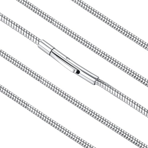 FaithHeart Stainless Steel Italian Chain Necklace Mens 20 Inch Snake DIY Chains for Pendant 2MM Slim Choker Chain for Male
