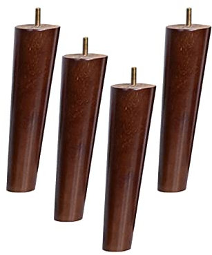 Holz Möbelfüße Schräg Möbelbeine Ersatzfuß Tischbeine mit Vorgebohrten M8 Bolzen für Schrank Sofa Couchtisch TV-Schrank Walnuss Farbe 4 Stück (20cm)