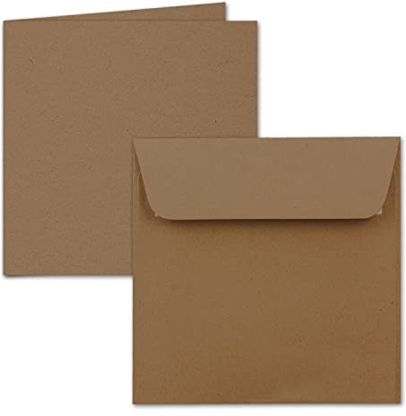 ARTOZ 15x Set aus quadratischen Doppelkarten und Umschlägen - Farbe: grocer kraft (Kraftpapier dunkelbraun) - Serie Greenline
