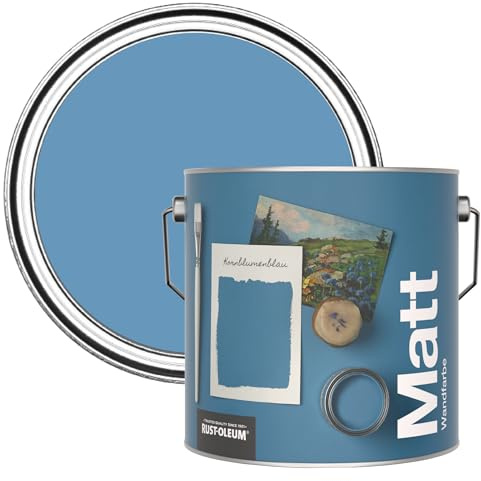 Rust-Oleum ultra strapazierfähige, extra deckende, abwaschbare, blau matte Wandfarbe - Kornblumenblau 2,5 Litres