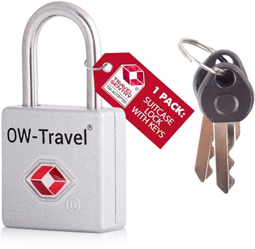 OW-Travel TSA Kofferschloss für Flugreisen mit Schlüssel 007 (1 Stück Silber) TSA Schloss USA, Reiseschloss, Vorhängeschloss, Gepäckschloss. Koffer Schloss fur Reisekoffer, Rucksack und Spind