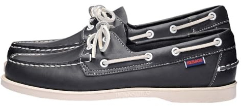 Sebago Portland Chaussures bateau cirées – Mocassins en cuir ciré cousus à la main avec doublure en cuir et semelles extérieures en caoutchouc antidérapantes non marquantes, marron foncé