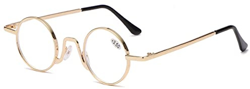 KOOSUFA Runde Lesebrille Blaulichtfilter Damen Herren Klein Metall Ultra Leicht Retro Nerdbrille Lesehilfen Sehhilfe Vollrandbrille Anti Müdigkeit Brille mit Stärke 1.0 1.5 2.0 2.5 3.0 3.5 4.0