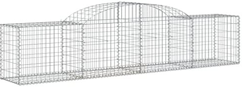 vidaXL Arched Gabion Baskets 8 pcs - Galvanised Iron - Versatile Outdoor Decor - Easy Assembly - Suitable for Wind & Rain Barrier - 300x50x60/80 cm
