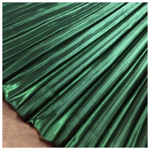 1 Meter dunkelgrüner Satin-Plisseestoff mit Linienstruktur, Streifen, Akkordeon-Plissee-Stoff für Kleid, Rock, Nähmaterial, 150 cm Breite MM312AM (Dunkelgrün)