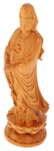 Warmhm Handgefertigte Holzskulptur Guanyin Kleine Buddha Figurine Mit Feiner Gravur Antike Dekoration Für Haus Und Büro Feng Shui