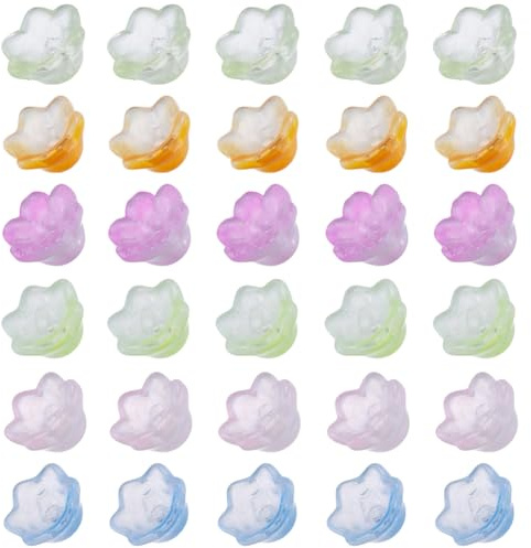 SUNNYCLUE 1 Box 120Pcs 6 Colors Flower Beads Glass Bell Flower Bead Caps Colorful Tulip Lily Mini Spring Floral Loose Spacer Bead for Jewellery Making Beads Supplies DIY Necklace Bracelet Earrings