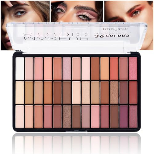 MKNZOME Lidschatten Palette, 39 Farben Lidschattenpalette Make up Matt Nude und Schimmernde, Wasserdicht Langanhaltend, Hochpigmentiert, Für Urlaubs und Alltags Make Up#1