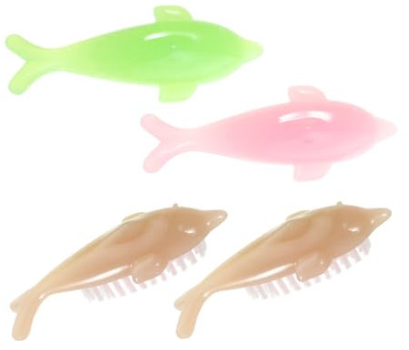 Healvian 4stücke Multifunktionale Nagelbürsten Mit Ergonomischem Griff Delfin-design Handlich Und Leicht Für Gründliche Reinigung Und Staubentfernung An Fingernägeln Farblich Sortiert