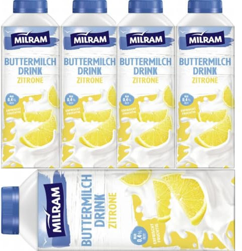 Milram Buttermilch Drink Zitrone Milch 0,4% Fett.750 Mililiter x 5 STÜCK [Frischegarantie]