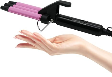 janelove 13mm Piastra Onde per Capelli Corti, Mini Ferro Arricciacapelli in Ceramica per Beach waves, 180°C/210°C, Riscaldamento Rapido 30s, con Oettine e Clip - Rosa