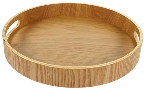 PRETYZOOM Bandeja de taza de té fuente redonda para servir bandejas para servir comida bandejas comida decoración Bandeja de comida bandeja de salón de té bandeja decorativa Madera