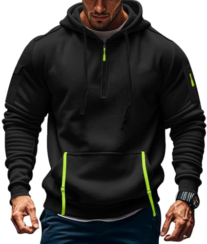 MEDUOLA Herren Kapuzenpullover Sweatshirt mit Reißverschluss Jungen und Herren Sweatshirt mit Reißverschluss Multifunktionelle Tasche Sweatshirt mit Kapuze Jogging Pullover