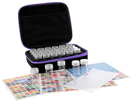 ULDIGI Diamant Aufbewahrungsbox Mit Kleinen Fläschchen Und Etiketten Leere Aufbewahrungskisten Für DIY Diamantmalerei Zubehör Robust Leicht Tragbar Für Professionelles Und Persönliches Ba