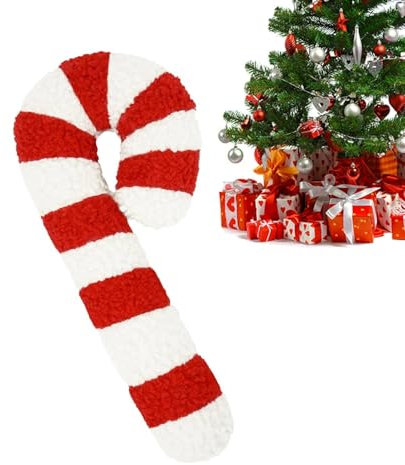 YuuFcy Weihnachts-Zuckerstangen-Kissen, Winter Dekokissen, Süßes Weihnachts-Süßigkeits-Überwurfkissen, Weiches Zuckerstangen-Plüschkissen, Wiederverwendbares Süßes Überwurfkissen (54CM)