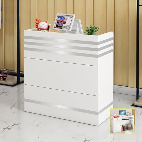 Empfangstresen, Empfangstresen, einfacher Empfangstresen, MDF-Thekentisch, moderner Verkaufstresen, 100 cm, 120 cm, Empfangstisch, einfach zu montierender Thekentisch, modern