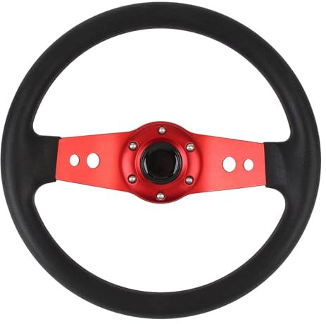 Fabater Autolenkrad, 13-Zoll-Universal-Rennlenkrad, Universal-Sportlenkrad aus PU-Leder und Aluminium mit Hupenknopf für das Auto, Stilvolles Aussehen, (Rot)